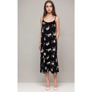 J. Crew Black Floral Midi Dress
